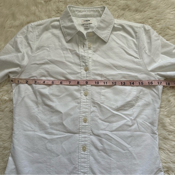 J. Crew Factory Top Petite Button-Up Oxford Shirt in Signature Fit White PXS NWT - Picture 9 of 11